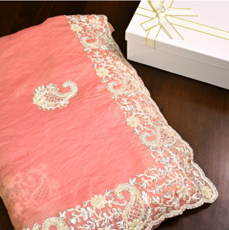 Blush Pink Organza Saree