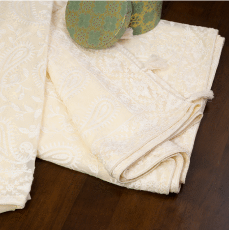 Cream Chikankari Georgette Saree