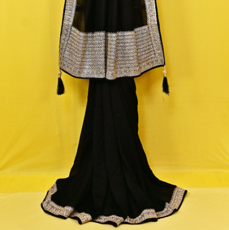 Black Crepe Georgette Saree